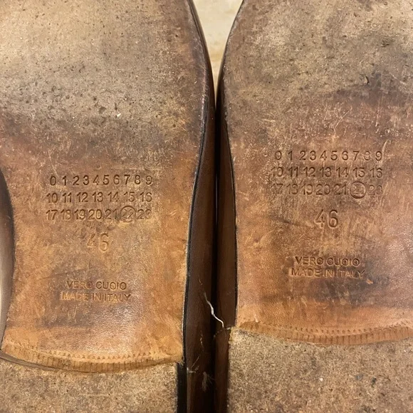 Rare Maison Margiela Distressed Brown Leather Derbies